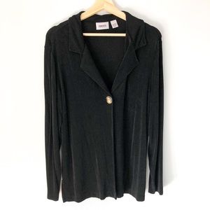 Chico’s one button black sweater jacket
